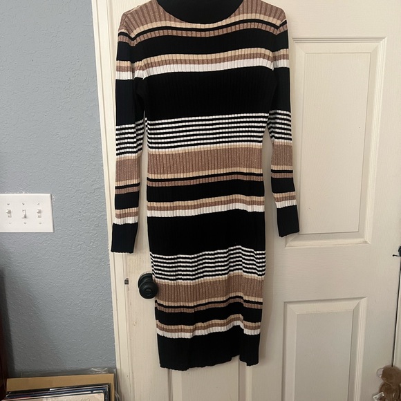 No Boundaries Dresses & Skirts - Striped Black and Brown Knit Dress